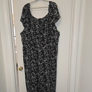NWOT Bloomchic Black & White Ditzy Pattern Jumpsuit W/Wide Legs Sz 6x Or 30